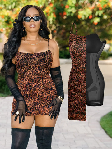 Popilush X Angela Shapewear Mesh Tummy Control Adjustable Strap Slip Dress