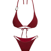 Aimi Glitter Tie Side Bikini Bottoms Red