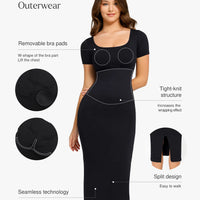 Shapewear Eco-Friendly Back Slit Midi Seamless Dress