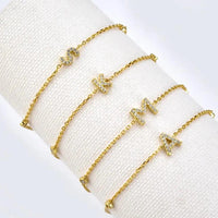 Mini Crystal Initial Bracelet - Gold
