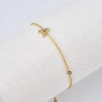 Mini Crystal Initial Bracelet - Gold