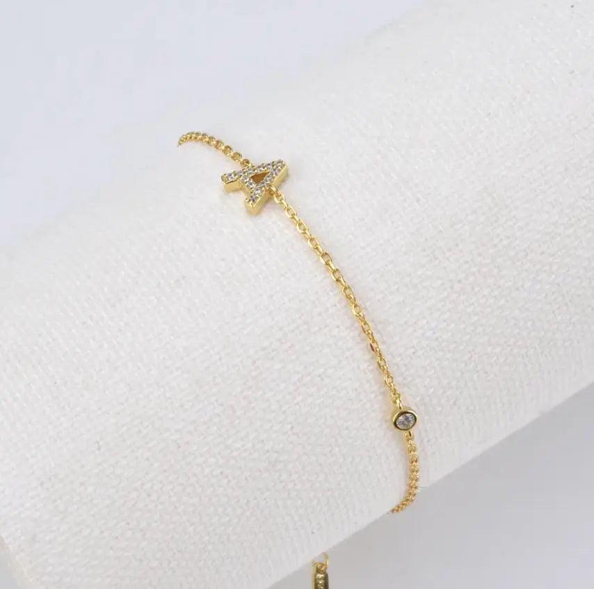 Mini Crystal Initial Bracelet - Gold