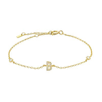 Mini Crystal Initial Bracelet - Gold