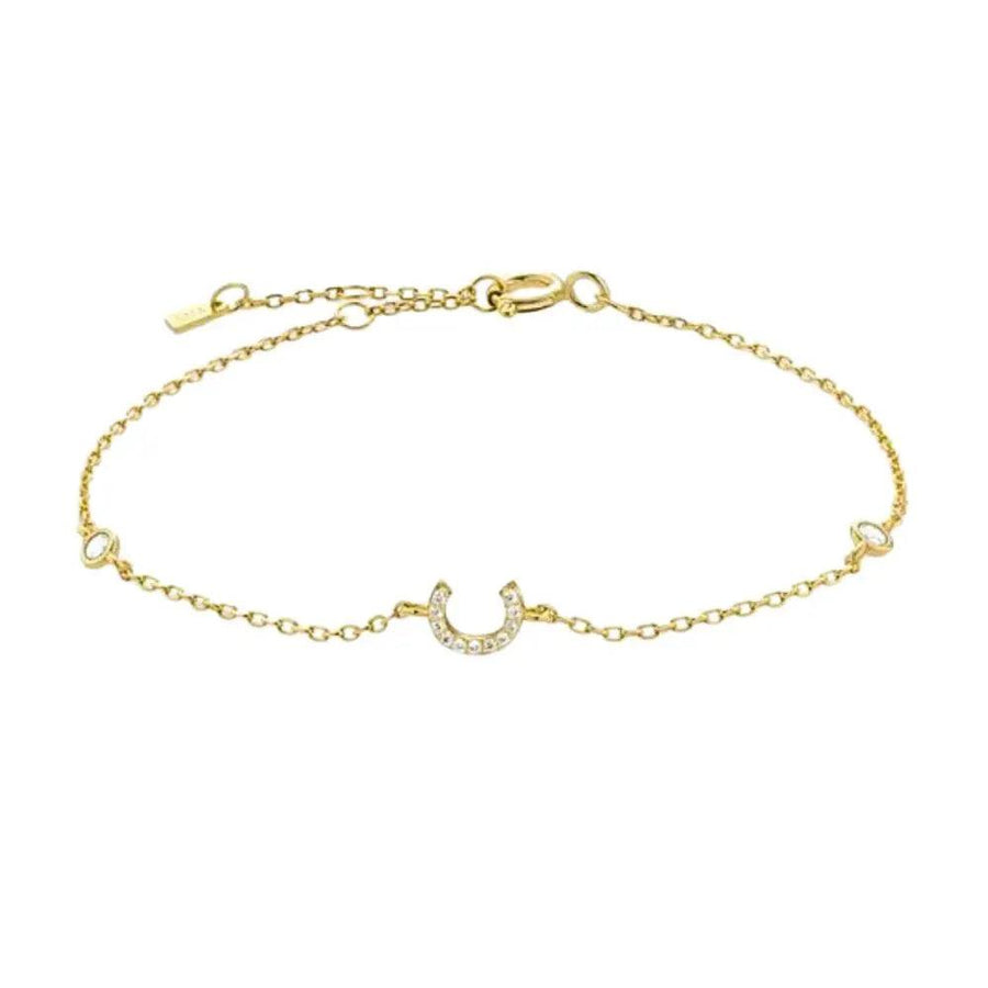 Mini Crystal Initial Bracelet - Gold