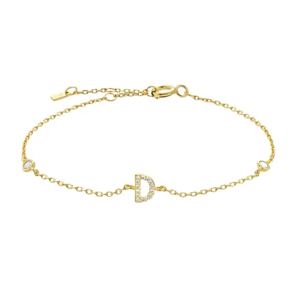 Mini Crystal Initial Bracelet - Gold