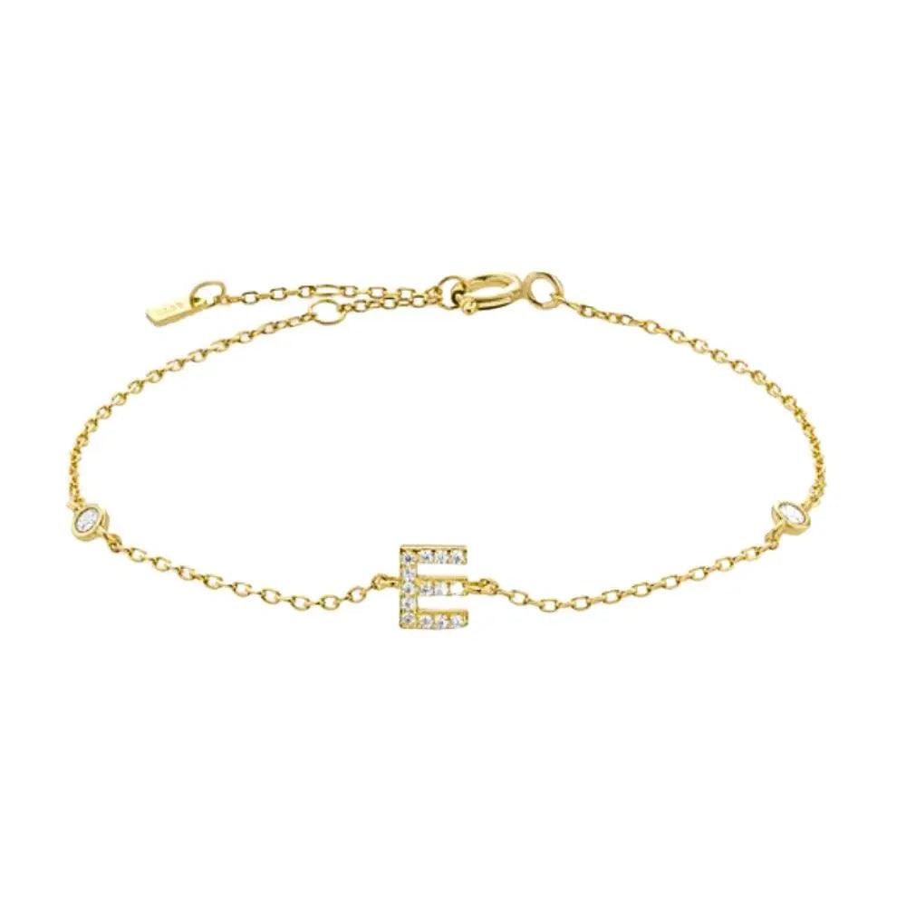 Mini Crystal Initial Bracelet - Gold