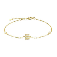 Mini Crystal Initial Bracelet - Gold