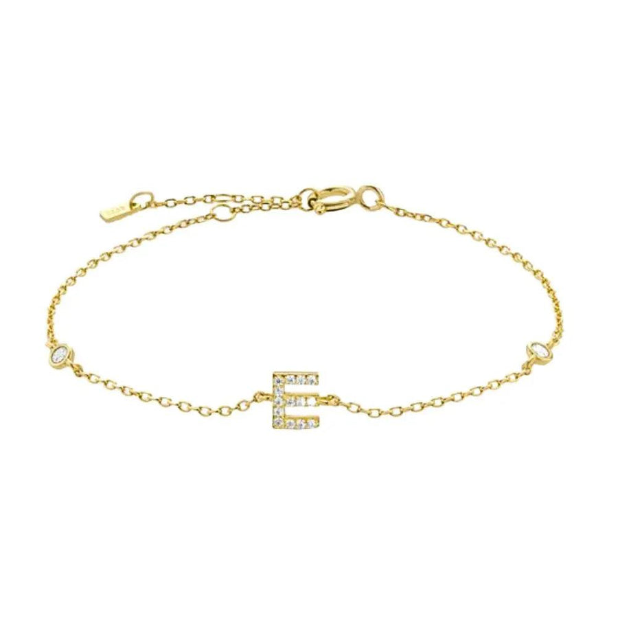Mini Crystal Initial Bracelet - Gold