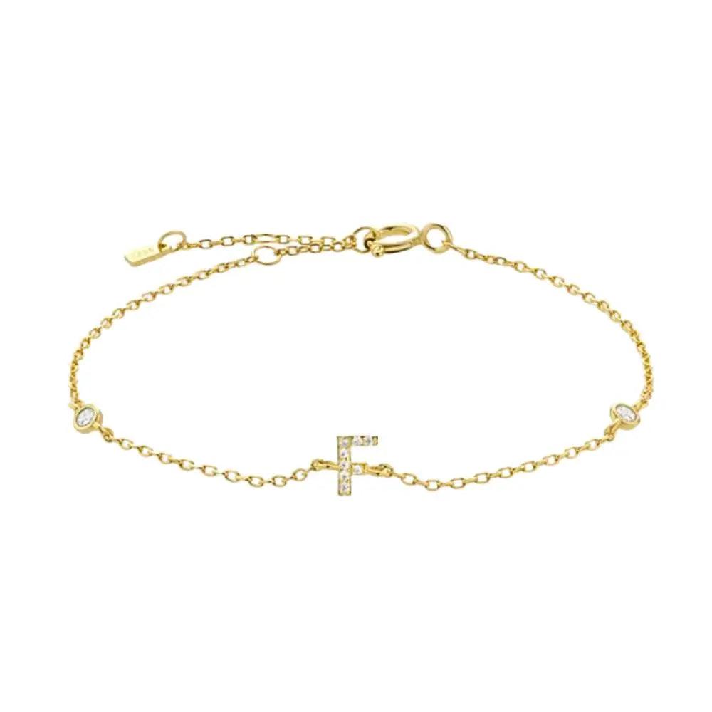 Mini Crystal Initial Bracelet - Gold
