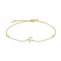 Mini Crystal Initial Bracelet - Gold