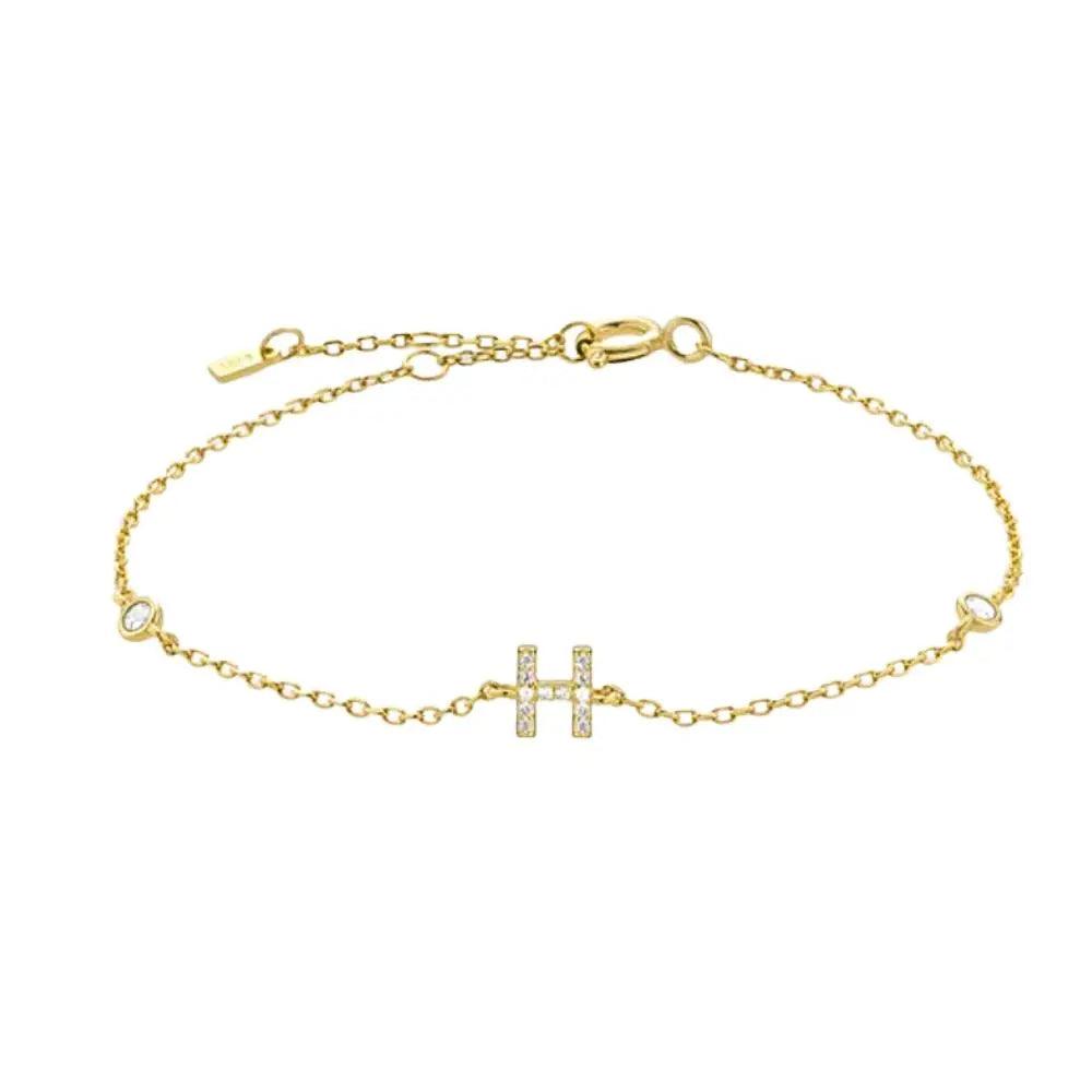 Mini Crystal Initial Bracelet - Gold