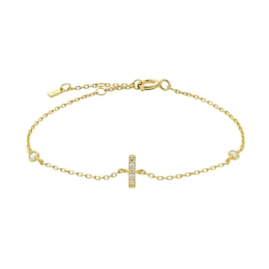 Mini Crystal Initial Bracelet - Gold