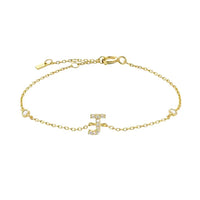 Mini Crystal Initial Bracelet - Gold