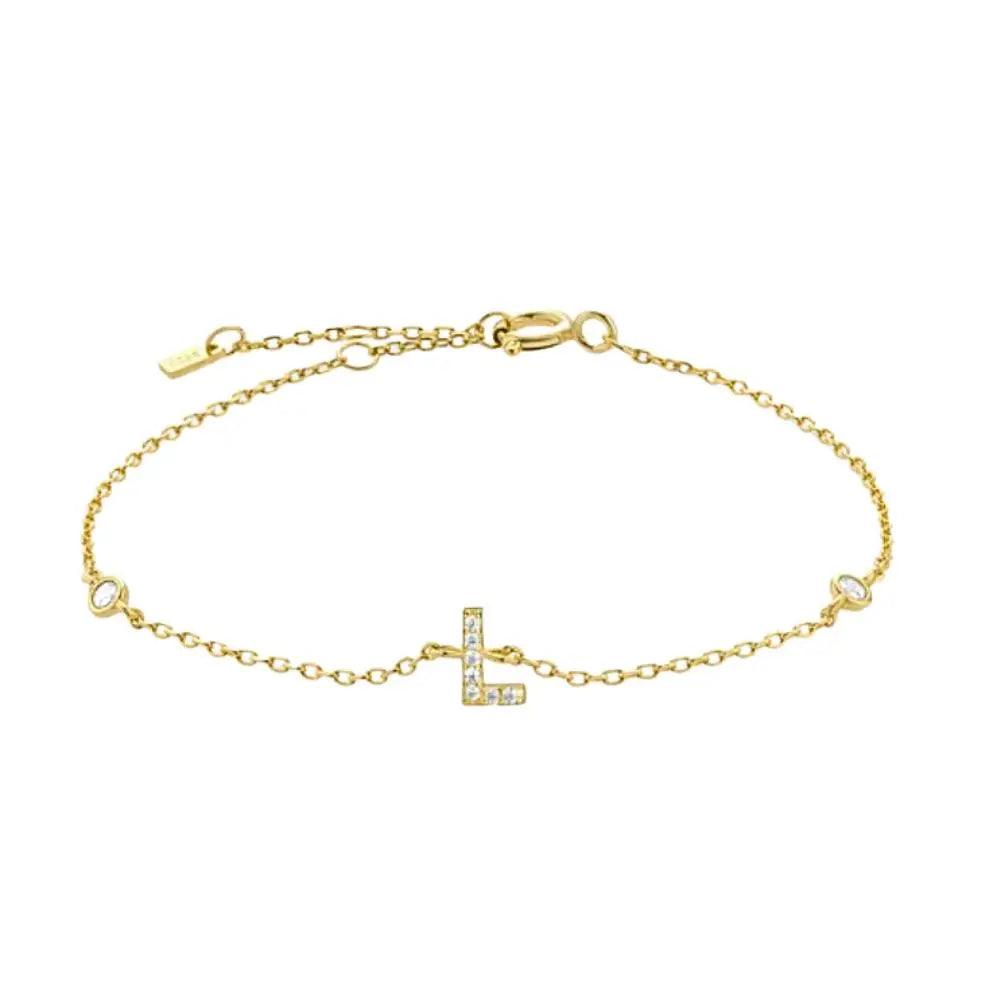 Mini Crystal Initial Bracelet - Gold