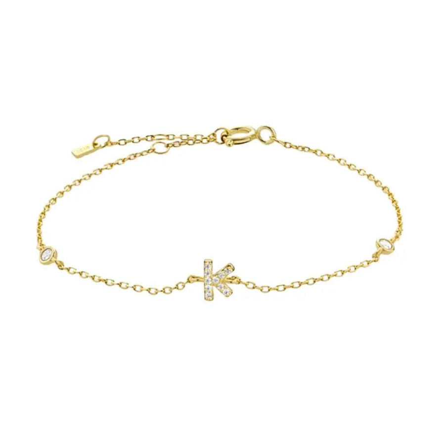 Mini Crystal Initial Bracelet - Gold