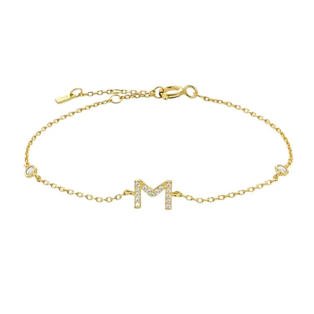 Mini Crystal Initial Bracelet - Gold