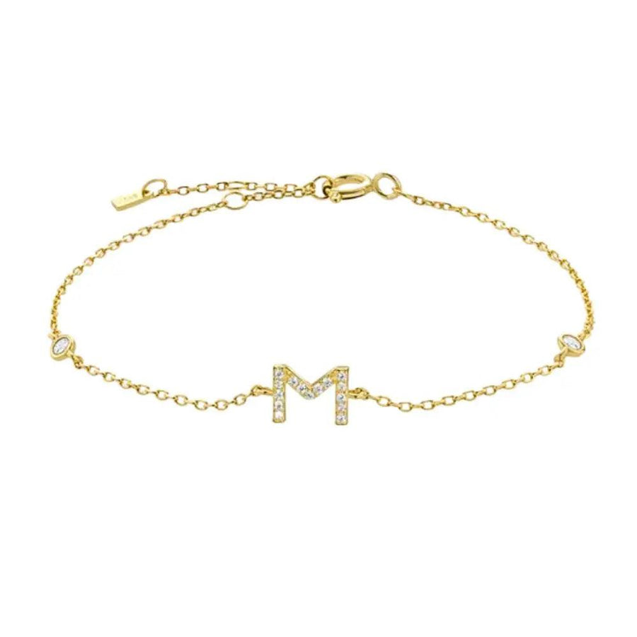 Mini Crystal Initial Bracelet - Gold