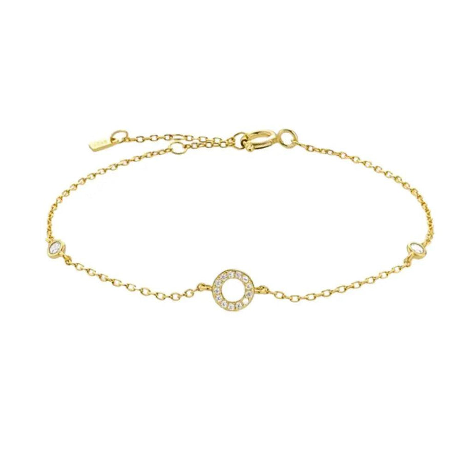 Mini Crystal Initial Bracelet - Gold