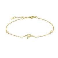 Mini Crystal Initial Bracelet - Gold
