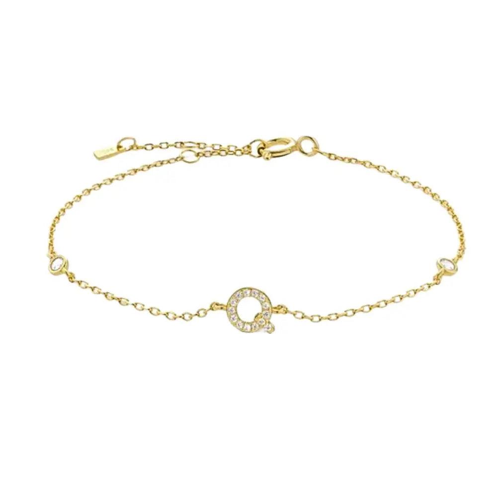 Mini Crystal Initial Bracelet - Gold