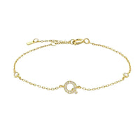 Mini Crystal Initial Bracelet - Gold