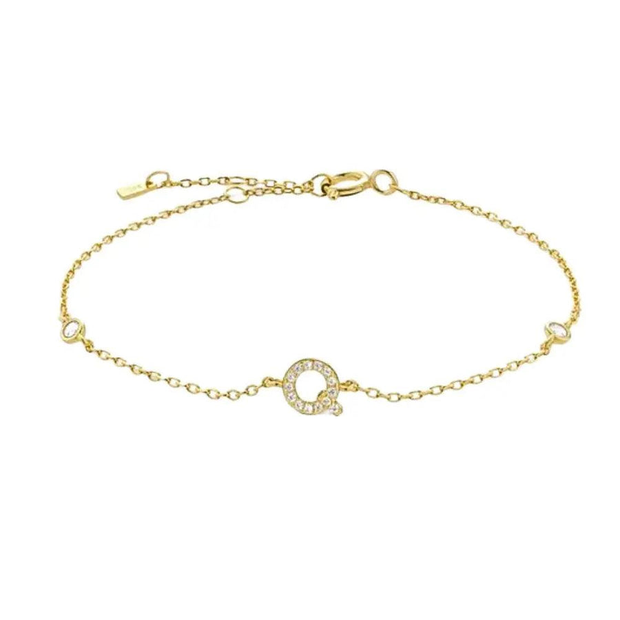 Mini Crystal Initial Bracelet - Gold