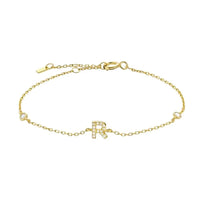 Mini Crystal Initial Bracelet - Gold