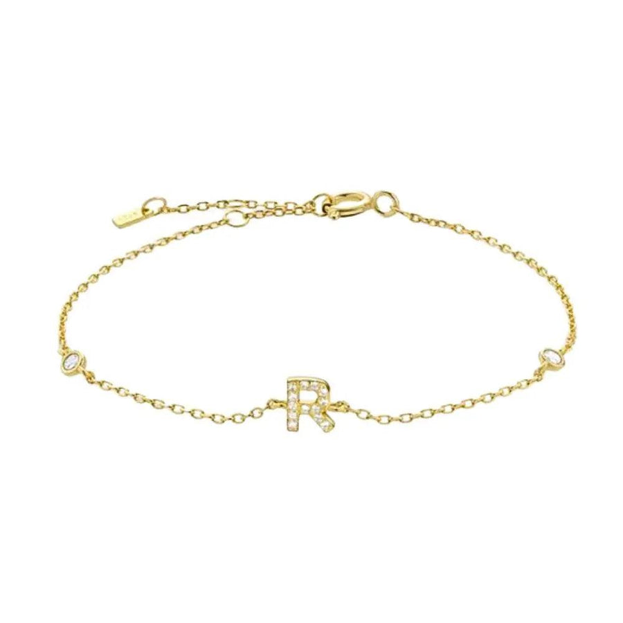 Mini Crystal Initial Bracelet - Gold