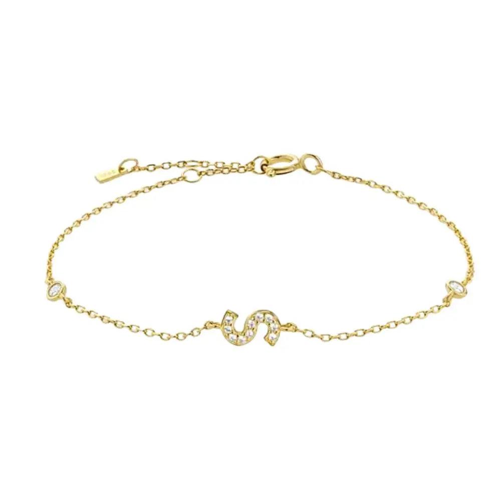 Mini Crystal Initial Bracelet - Gold