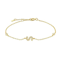 Mini Crystal Initial Bracelet - Gold