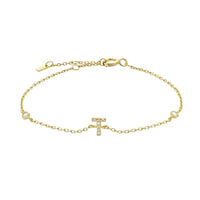 Mini Crystal Initial Bracelet - Gold