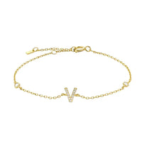 Mini Crystal Initial Bracelet - Gold