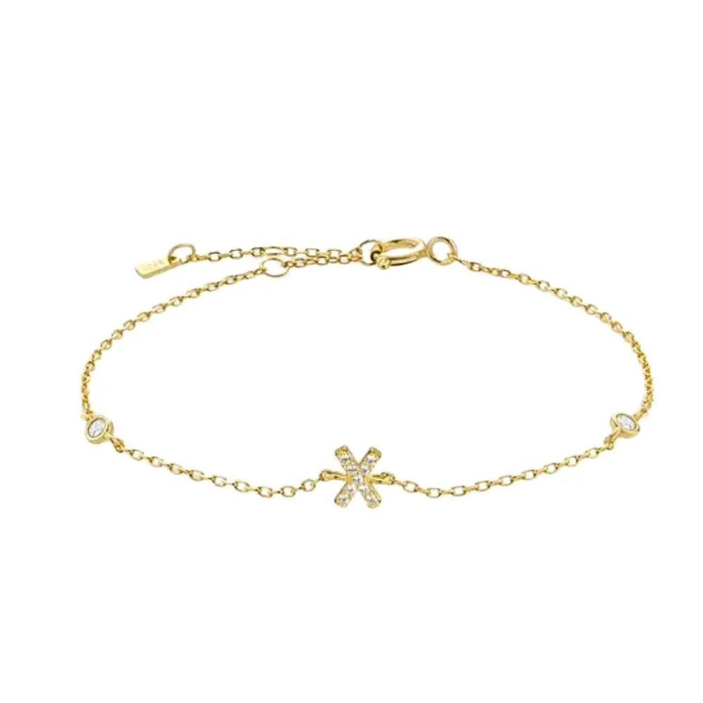 Mini Crystal Initial Bracelet - Gold