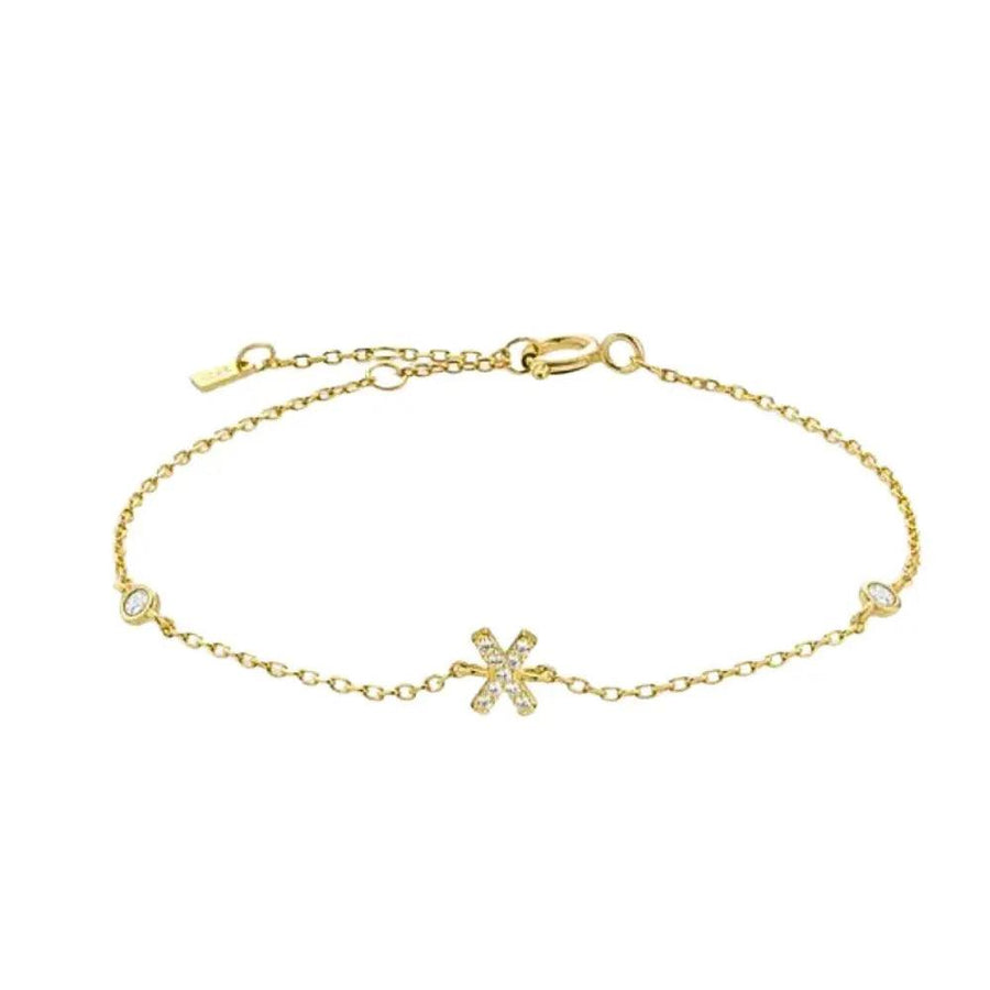 Mini Crystal Initial Bracelet - Gold