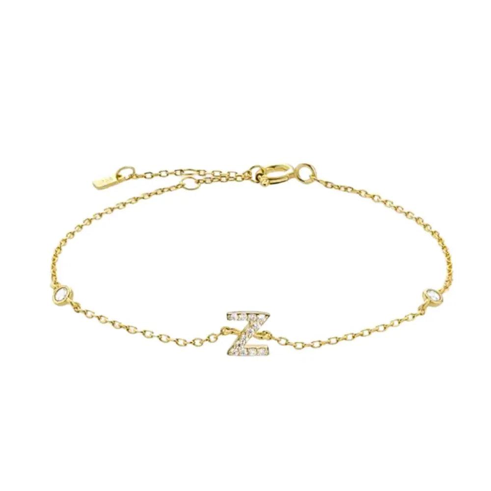 Mini Crystal Initial Bracelet - Gold