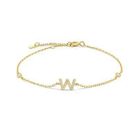 Mini Crystal Initial Bracelet - Gold
