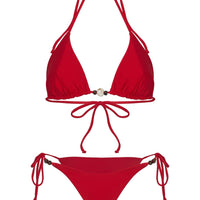 Nevaeh Beaded Bikini Top Red Shimmer