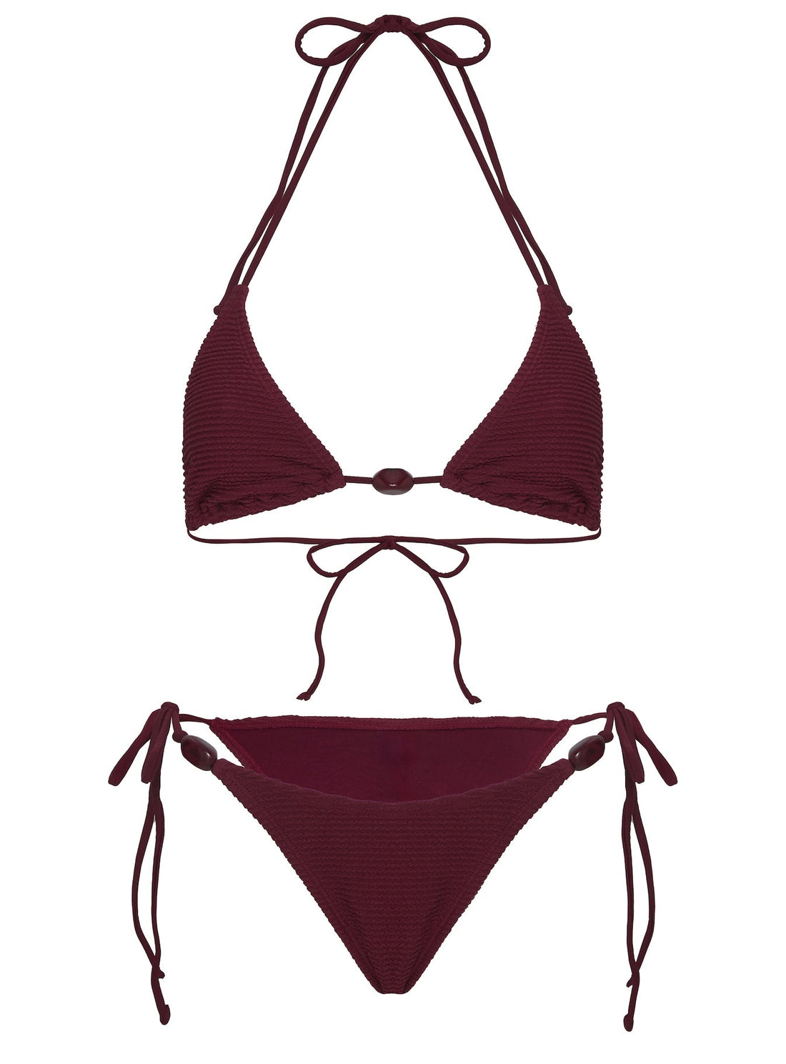 Nevaeh Textured Triangle Bikini Top Red