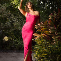Shapewear Solid Cowl Neck Ruched Sculpting Maxi Dress