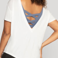 Reversible Deep V Tee - Cloud Dancer