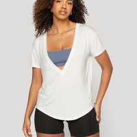 Reversible Deep V Tee - Cloud Dancer