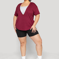 Reversible Deep V Tee - Sangria