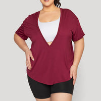 Reversible Deep V Tee - Sangria