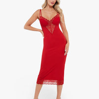 Shapewear Tummy Control Lace Inset Midi Dress