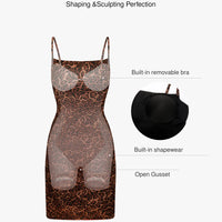 Popilush X Angela Shapewear Mesh Tummy Control Adjustable Strap Slip Dress