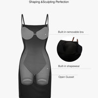Popilush X Angela Shapewear Mesh Tummy Control Adjustable Strap Slip Dress