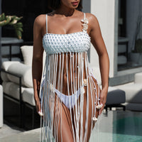 Fleur Fringe Cover Up Top White