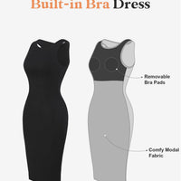 No Shaper Modal Sleeveless Crew Neck Midi Lounge Dress