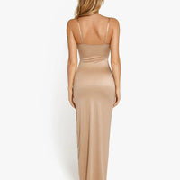 Shapewear Ruched Shine Sculpting Maxi Slip Dress